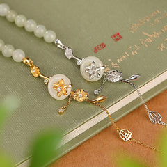 Sterling Silver Hetian Jade Peace Buckle Bracelet