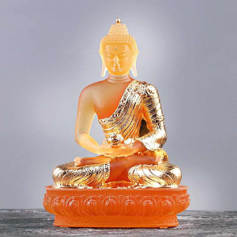 Buddha Liuli Art Piece – handmade glass serenity statue, translucent crystal home decor