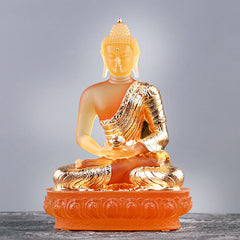 Buddha Liuli Art Piece – handmade glass serenity statue, translucent crystal home decor