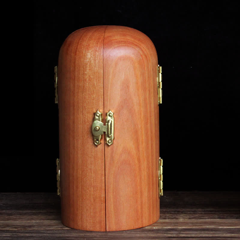 Avalokitesvara Statue – side profile, cherry wood spiritual decor