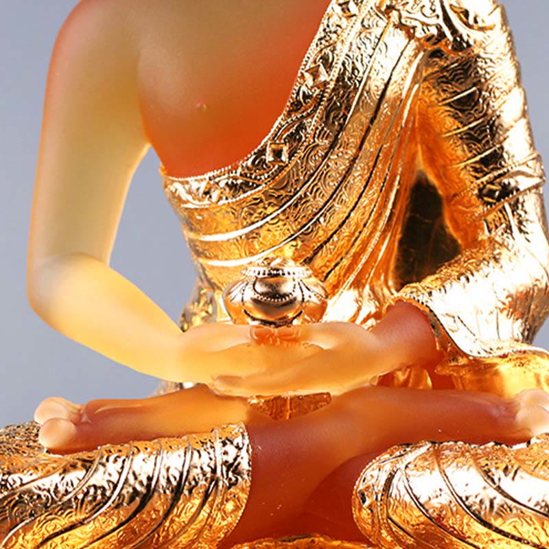 Serenity Buddha Liuli Piece – hand-crafted glass statue glow, meditation room centerpiece