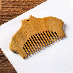 Green Sandalwood Flower Engraved Comb, image 3