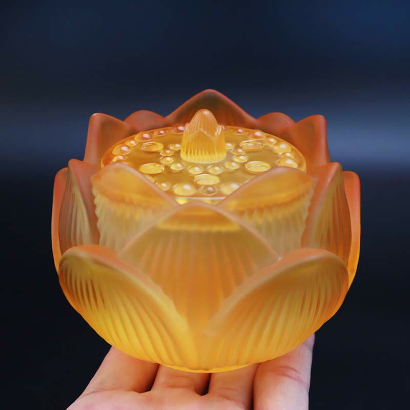 Quemador de Incienso de Cristal de Liuli con Forma de Flor de Loto Imagen secundaria del producto