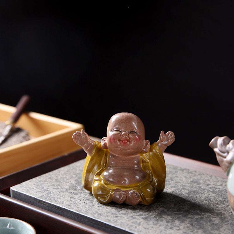 Color Changing Laughing Buddha Tea Pet – Compact teapot companion size, daily tea mindfulness charm