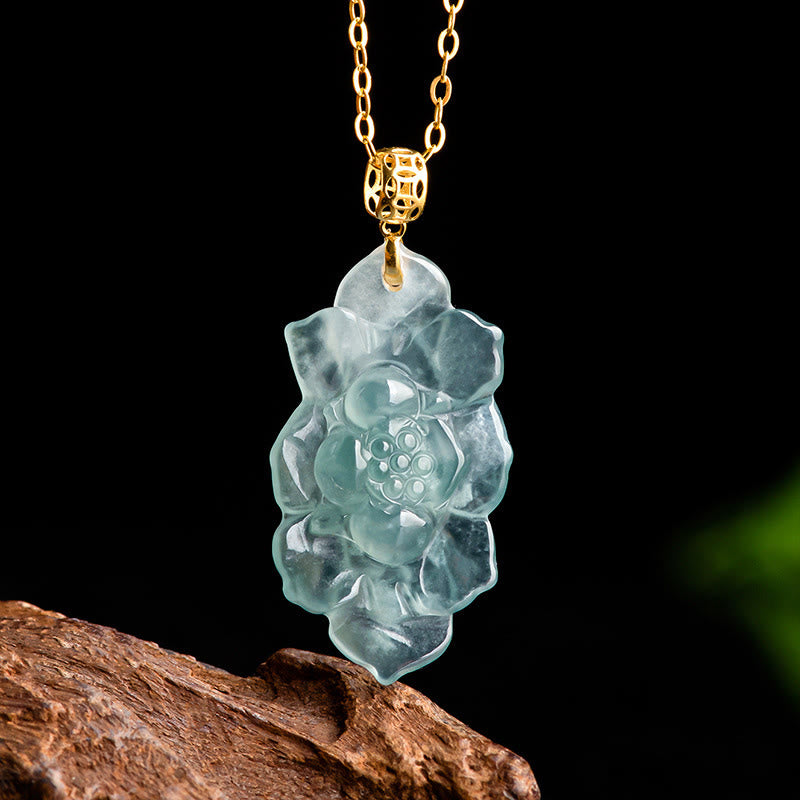 Natural Jade Lotus Prosperity Necklace Pendant | Abundance