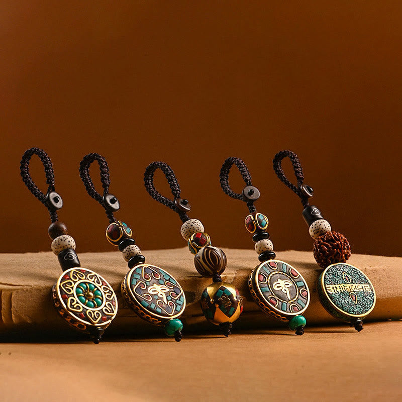 Tibetan Bodhi Seed Om Mani Padme Hum Key Chain Secondary image