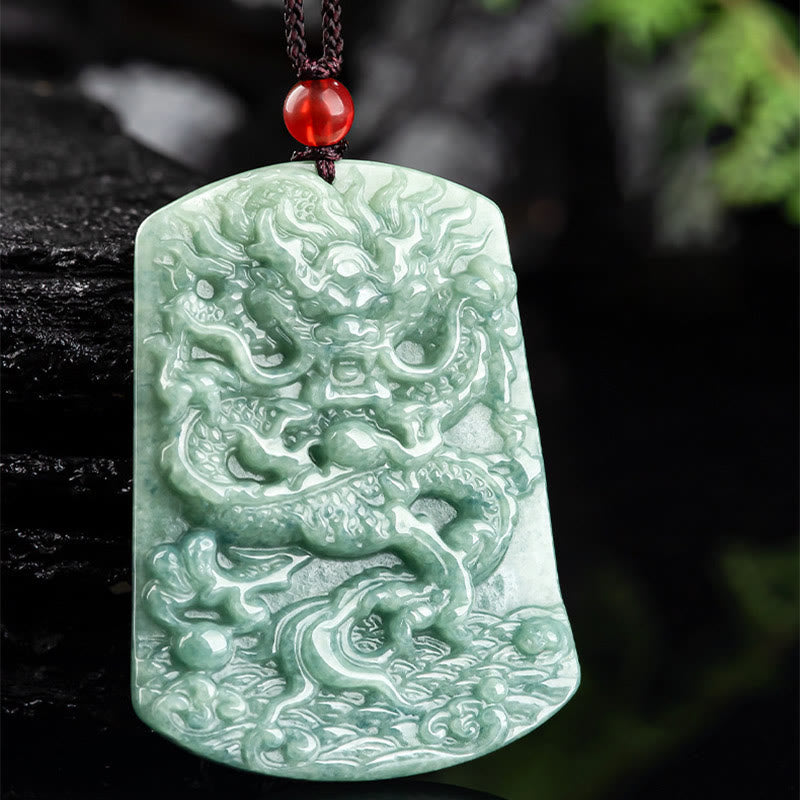 Natural Jade Chinese Zodiac Dragon Pendant | Luck & Prosperity