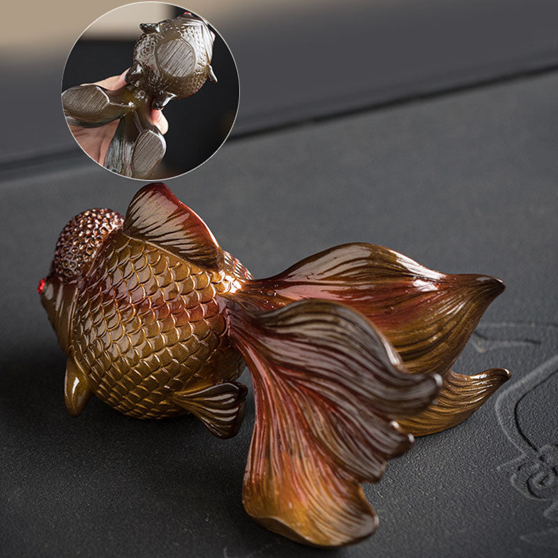 Koi Fish Resin Tea Pet – Hand painting detail on eyes, artisan resin koi craft