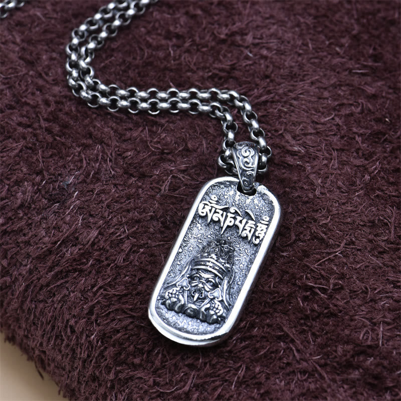 Sterling Silver Zakiram Goddess of Wealth Mantra Pendant – pendant with rolo chain on fabric, unisex