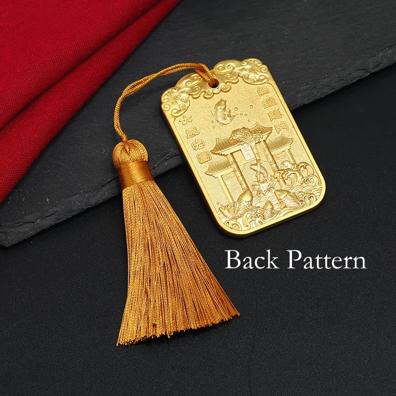Feng Shui Koi Pagoda Decor - angled side view showing pagoda tiers and koi base