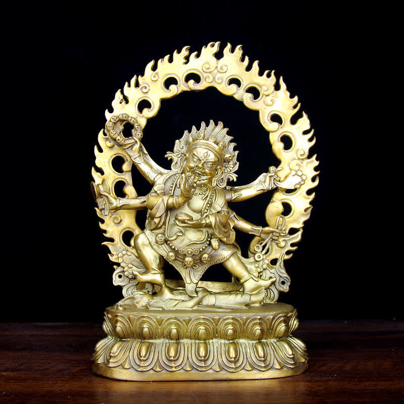 Tibet Mahakala Bodhisattva – fierce copper statue detailed armor, Tibetan Buddhist decor