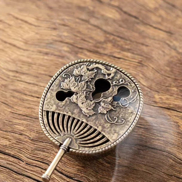 Copper Gourd Fan Pipa Mini Incense Burner Set