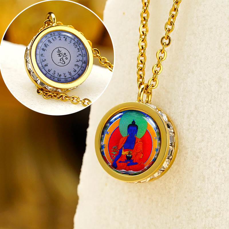 Green Tara Serenity – ambient shot, titanium steel spiritual pendant