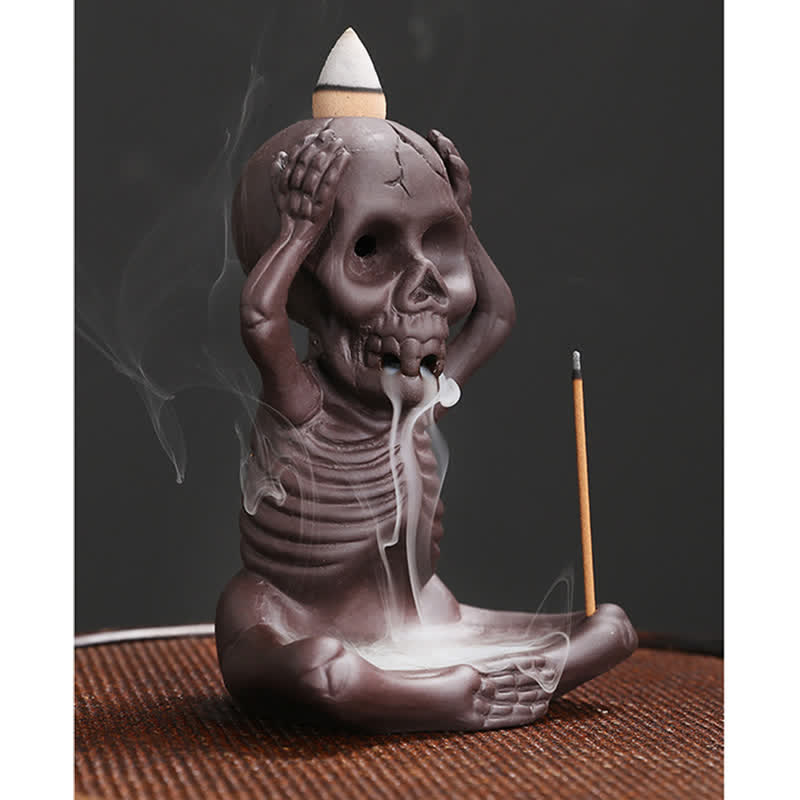 Skull Ghost Purple Clay Backflow Incense Burner
