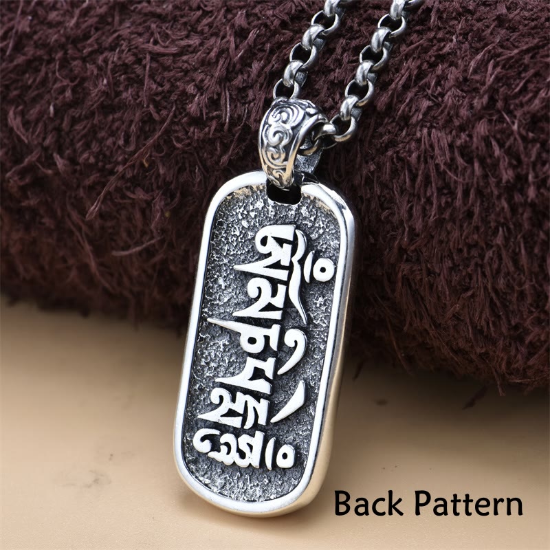 Sterling Silver Zakiram Goddess of Wealth Mantra Pendant – back view with engraved mantra, reversible