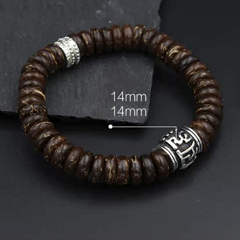 Natural Coconut Shell Om Mani Padme Hum Bracelet