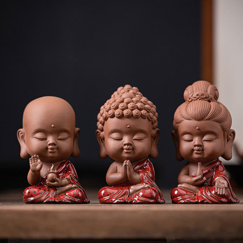 Gautama Kwan Yin Ceramic Set – Kwan Yin gentle downward gaze angle, motherly compassion look