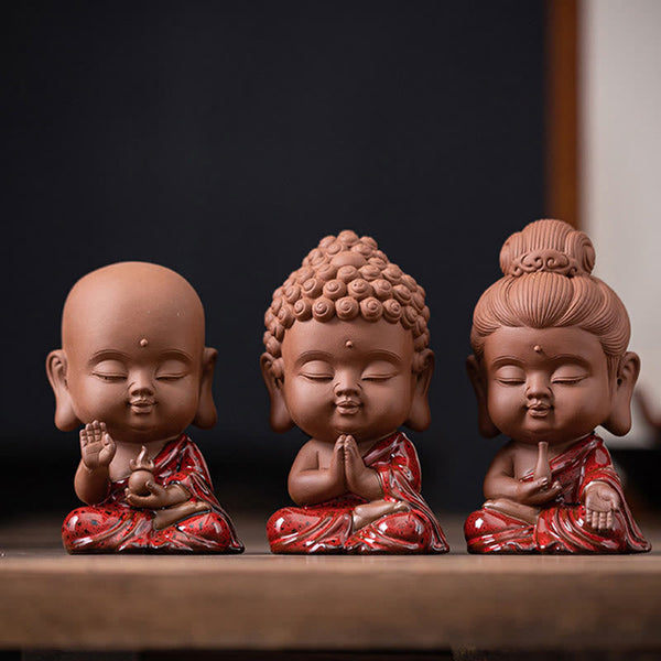 Gautama Kwan Yin Ceramic Set – Kwan Yin gentle downward gaze angle, motherly compassion look