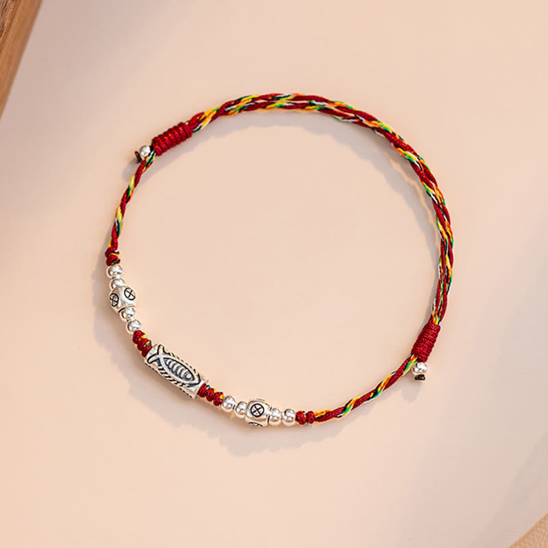 925 Koi Braided Bracelet - in gift box with silver koi charm and colorful cord