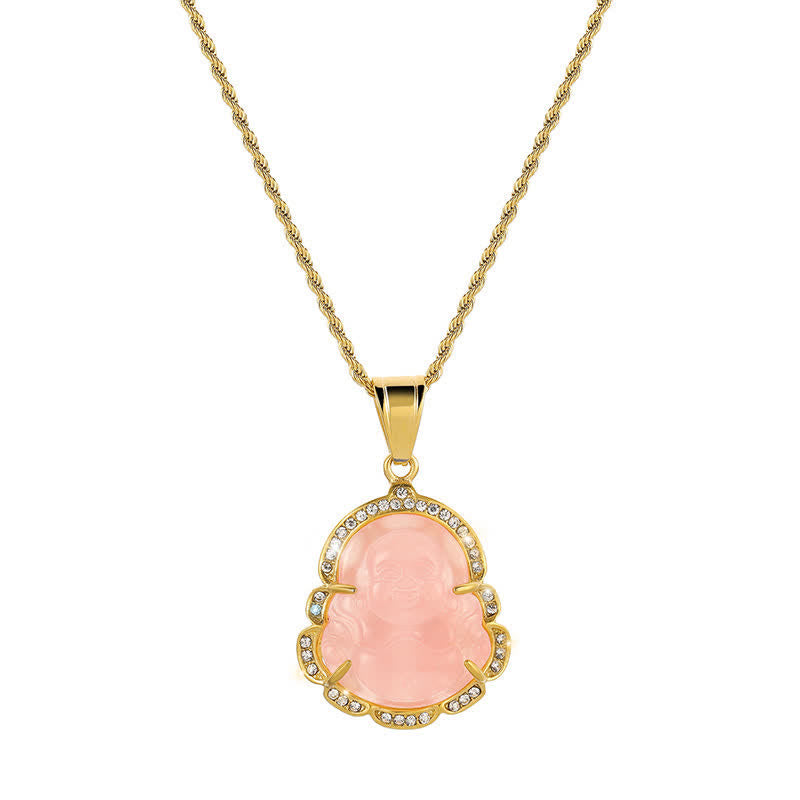 18K Gold Filled Laughing Buddha Jade Necklace – Gift box with LED light, dramatic unboxing experience