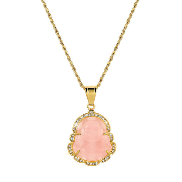 18K Gold Filled Laughing Buddha Jade Necklace – Gift box with LED light, dramatic unboxing experience