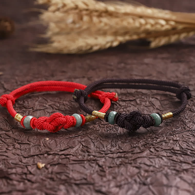 Red String Jade Fortune Knot Braided Couple Bracelet, image 8, healing bracelet