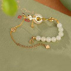 Sterling Silver Hetian Jade Peace Buckle Bracelet