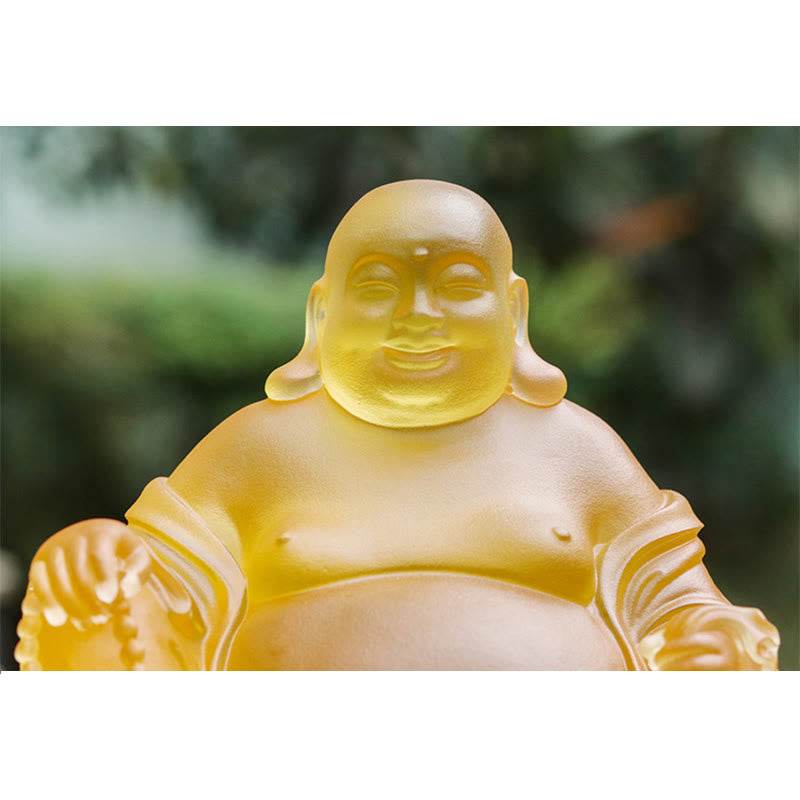 Liuli Crystal Laughing Buddha Figurine – Light-catching crystal clarity, premium home ornament