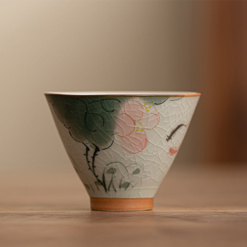 Persimmon Boat Teacup – overhead view showing interior glaze and rim, small tea cup