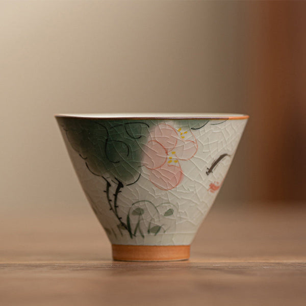 Persimmon Boat Teacup – overhead view showing interior glaze and rim, small tea cup
