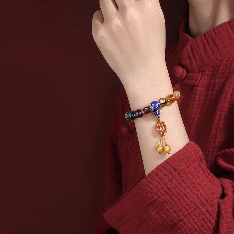 Tibetan Liuli Wrist Mala – Prayer bead bracelet worn on wrist with traditional Chinese styling