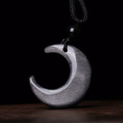 Silver Sheen Obsidian Yin Yang Pendant - Water fire patina on black volcanic rock, yin yang necklace