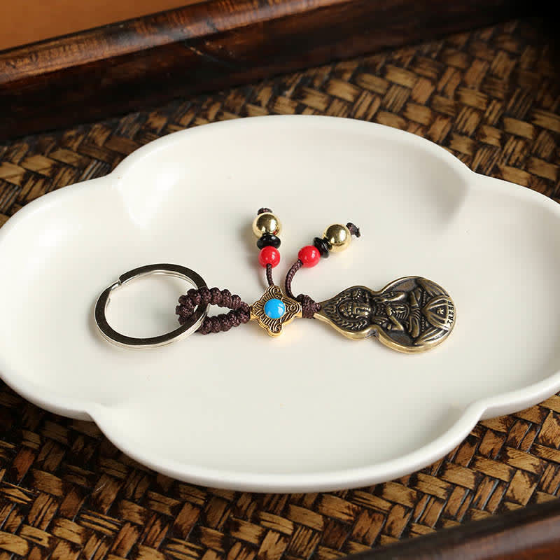 Mahasthamaprapta Key Ring – intricate copper craftsmanship, bodhisattva blessing charm decor