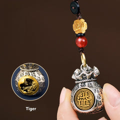 12 Zodiac Rotating Wealth Bag Keychain – Tiger, image 3, lucky charm