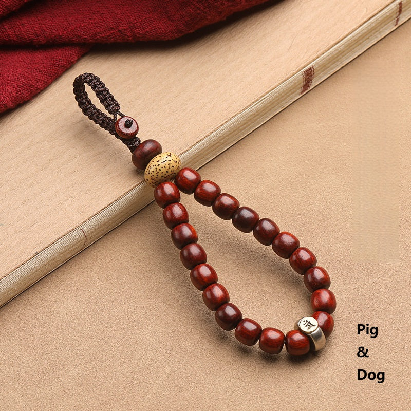 Natural Sandalwood Zodiac Buddha Keychain, image 16, lucky charm