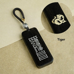 Ebony Big Dipper zodiac keychain with silver inlay Goat symbol and celestial script