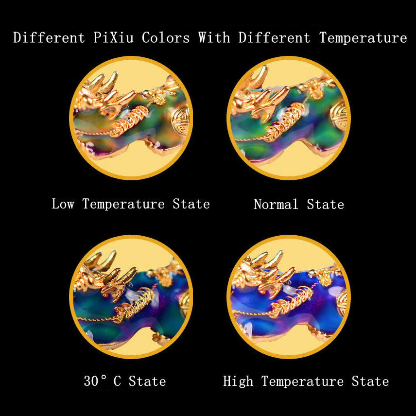Feng Shui PiXiu Bracelet – four temperature color states Pixiu reaction, low to high heat change