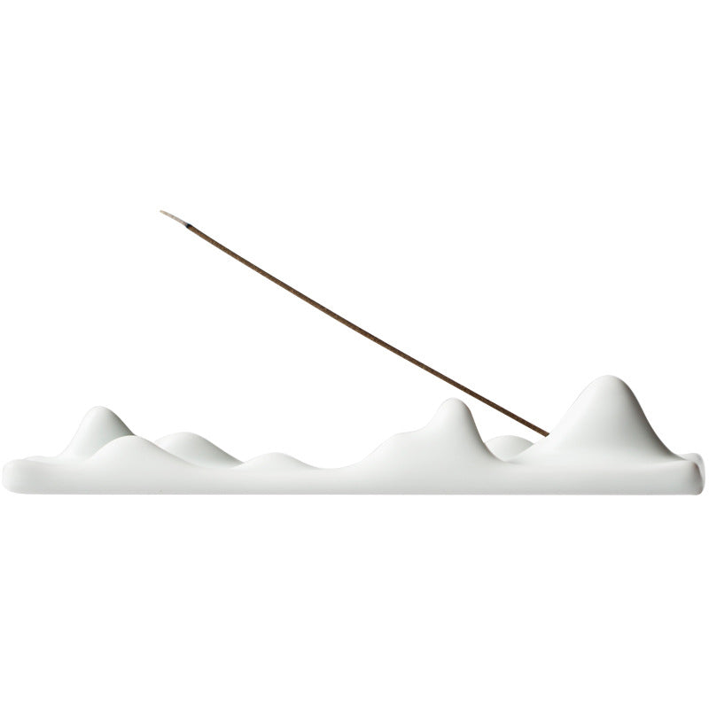 Mountain Incense Holder – Side profile showing smooth ceramic peaks, balanced