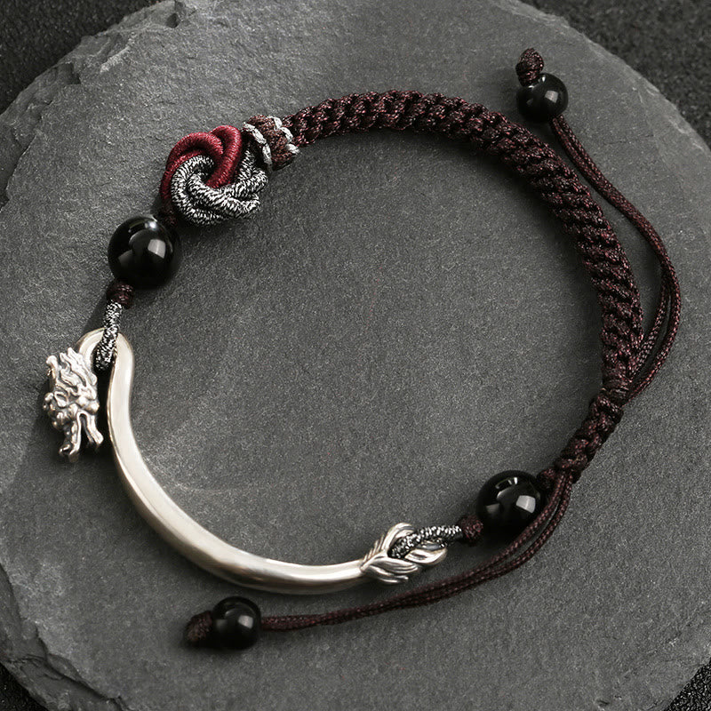 Dragon Braided Bracelet – red brocade runner with lotus motifs and scroll borders, auspicious home accent