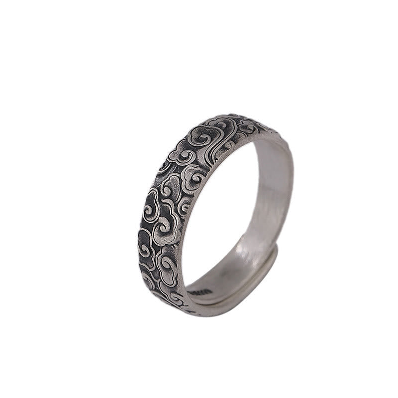 Anillo ajustable de flor de loto y ciruelo "Iluminación" de plata 999