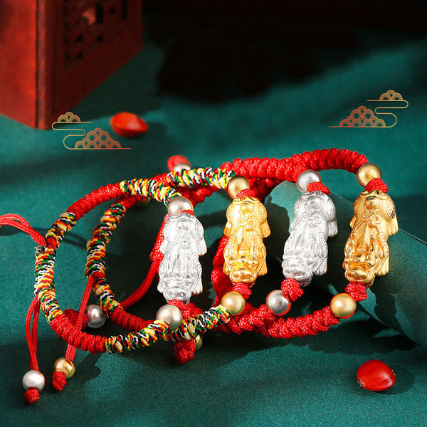 999 Sterling Silver PiXiu King Kong Knot Kids Bracelet, image 15, healing bracelet