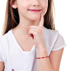 4Pcs Evil Eye Red String – Red cord bracelet worn on young girl wrist, simple knotted design