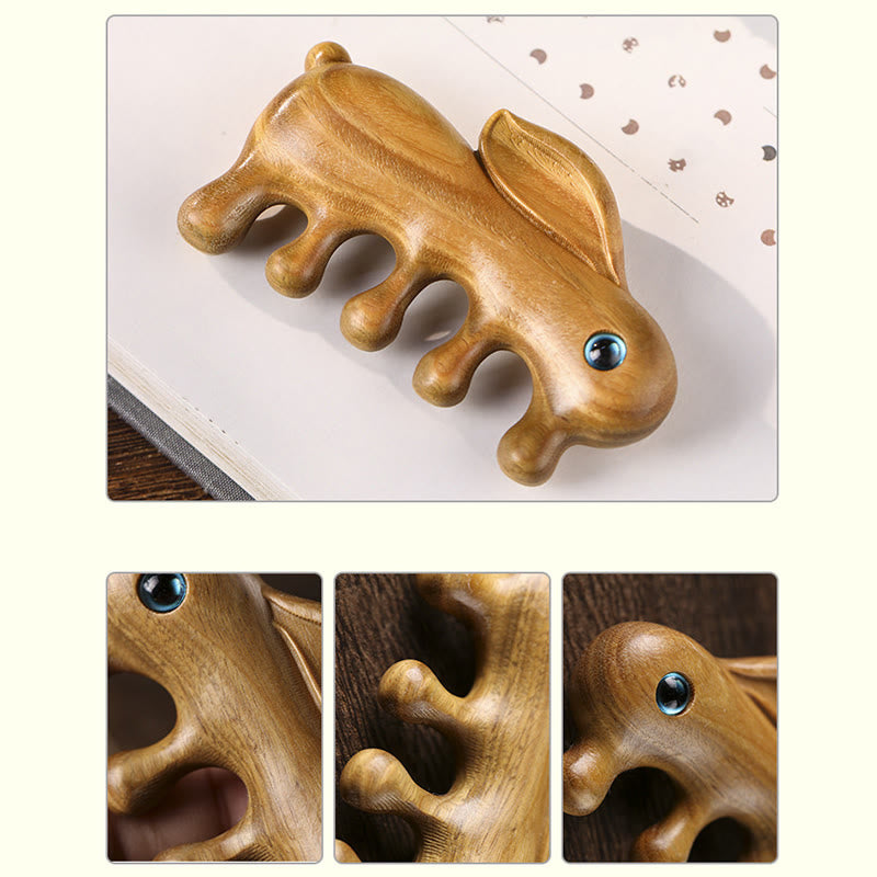 Red & Green Sandalwood Bunny Massage Comb, image 7