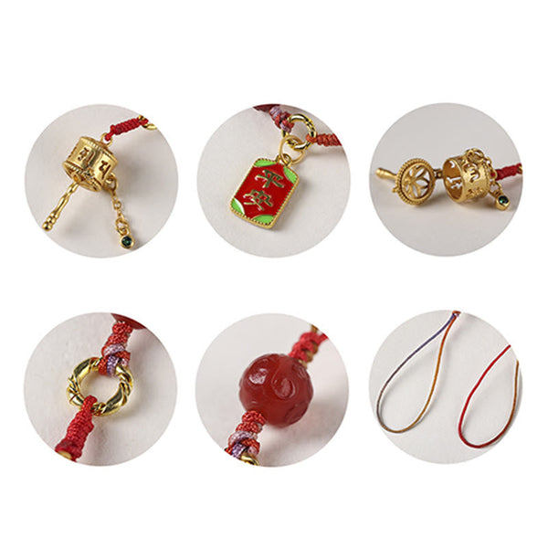 Prayer Wheel Phone Charm – Six-panel close-up detail view of components, craftsmanship