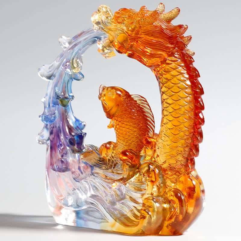 Dragon Koi Liuli Crystal Art – Translucent koi body glow, colored crystal dragon fish