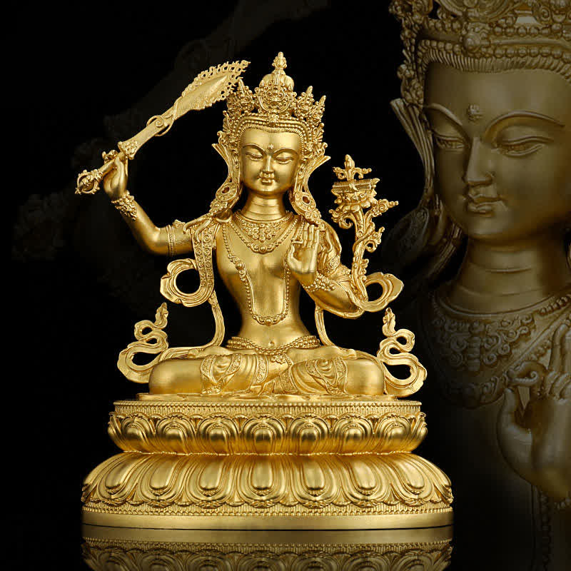 Shakyamuni Amitabha Medicine Buddha Copper Statue Decor – Buddha faces comparison, artisan carved detail