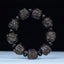 Ebony Wood Eighteen Arhats Lotus Dragon Bracelet - Carved Arhat face beads with dark spacers, Spiritual Protection