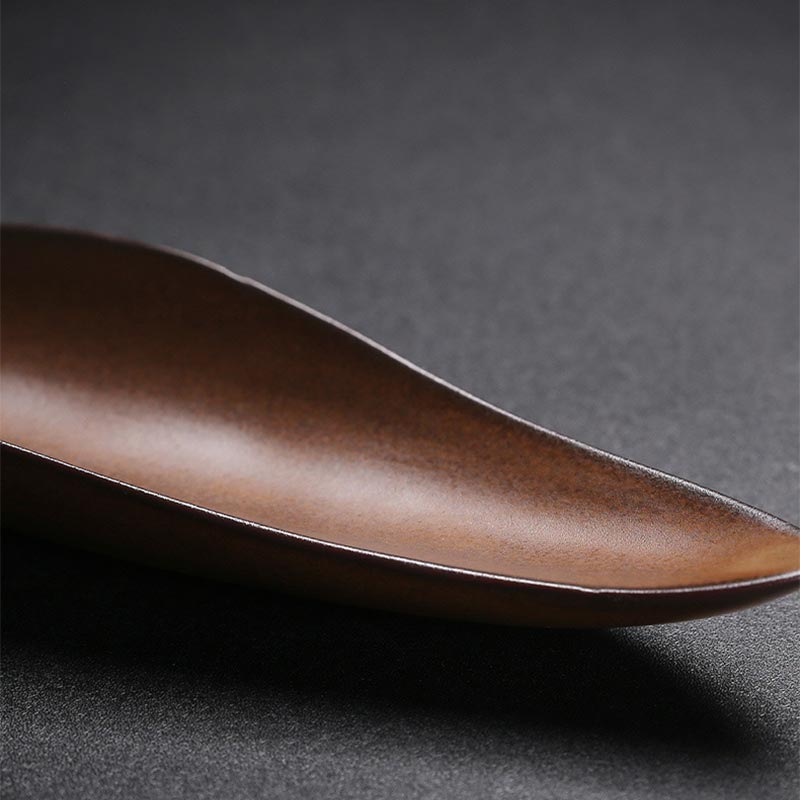 Ceramic Incense Burner – Brown canoe-shaped ash catcher with caramel glaze, Handcrafted