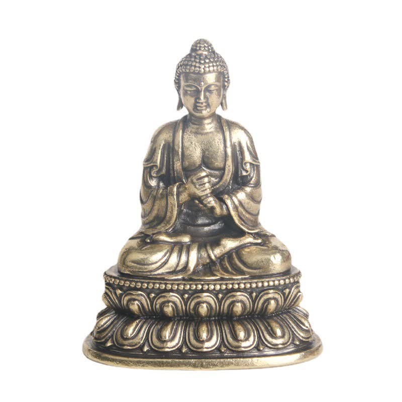 Tathagata Buddha Copper Statue – Front view calm benevolent expression, mindfulness desk decor