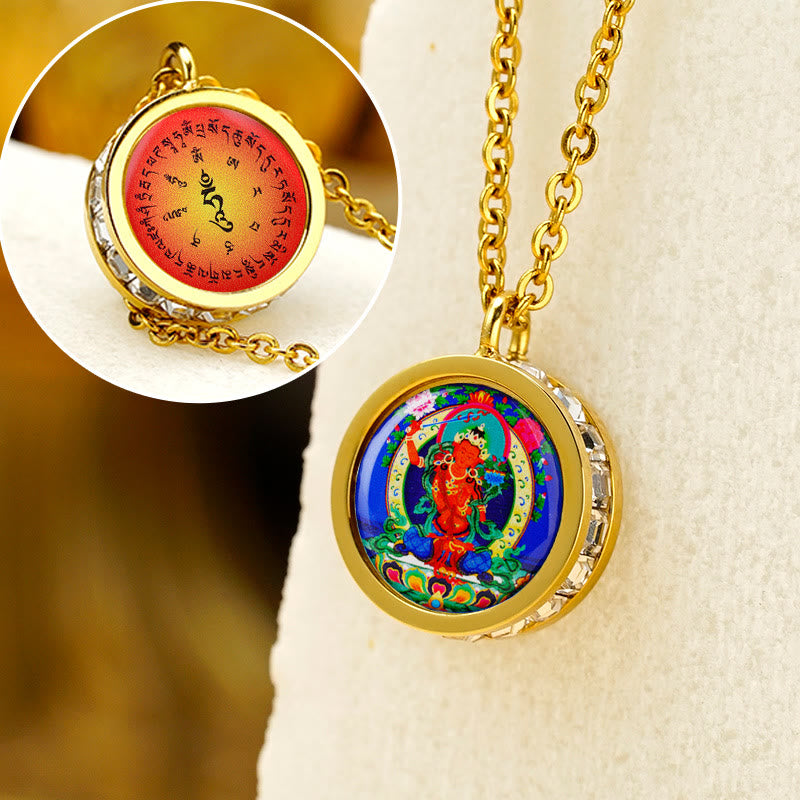 Tibetan Green Tara – front and back comparison, Buddha jewelry